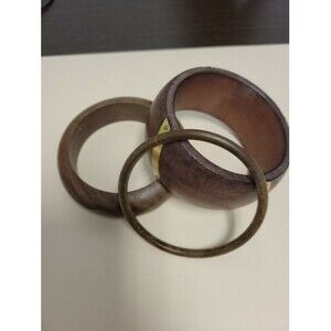 Vintage Chunky Thick Wooden Boho  Bangle Bracelet Lot Costume Jewelry Wood